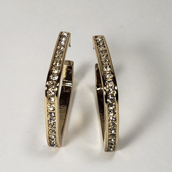 Gold Overlay Open Square Earrings outside made with Swarovski  Elements - Picture 4 of 6